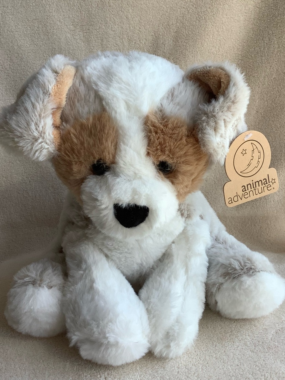 Animal Adventure Plush Puppy Dog 61924 White and Tan Stuffed Animal Toy w Tags
